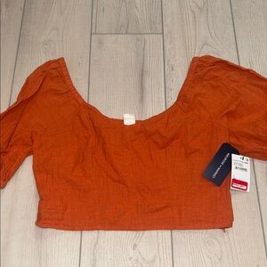 Melrose and Market Rust Puff Sleeve Crop Top